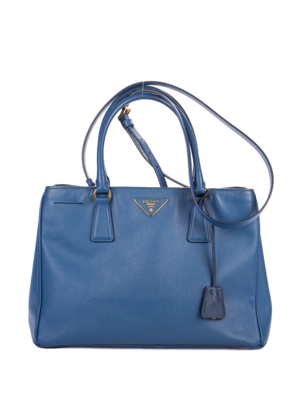 Prada Medium Garda Tote Blue Saffiano Lux Leather
